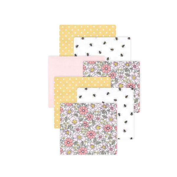 slide 1 of 1, Little Treasure Hudson Baby Girls Cotton Poly Flannel Receiving Blankets Multipack, Pink Yellow Pretty Florals, 30x30 inches 30x30 inches - Pink Yellow Pretty Florals