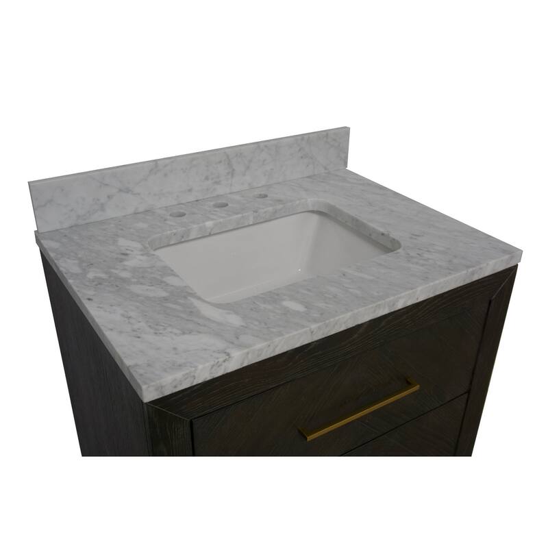 KitchenBathCollection Avery 30" Bathroom Vanity with Carrara Marble Top
