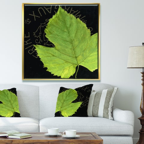 Porch & Den Green Leaf On Black' Traditional Framed Canvas