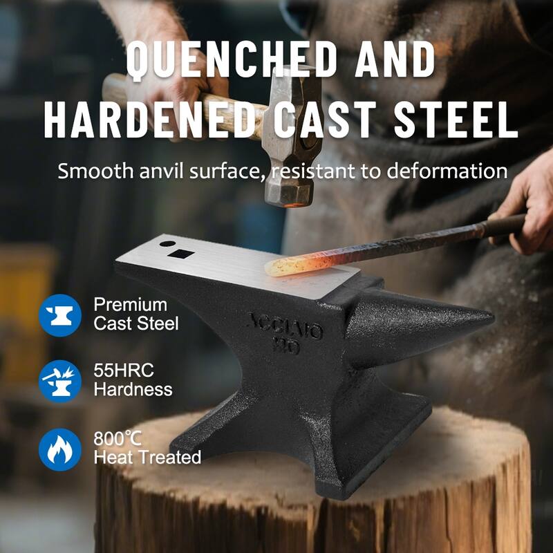 Single Horn Anvil, 110Lbs/50kg Cast Steel Anvil, High Hardness Rugged Round Horn Anvil Blacksmith