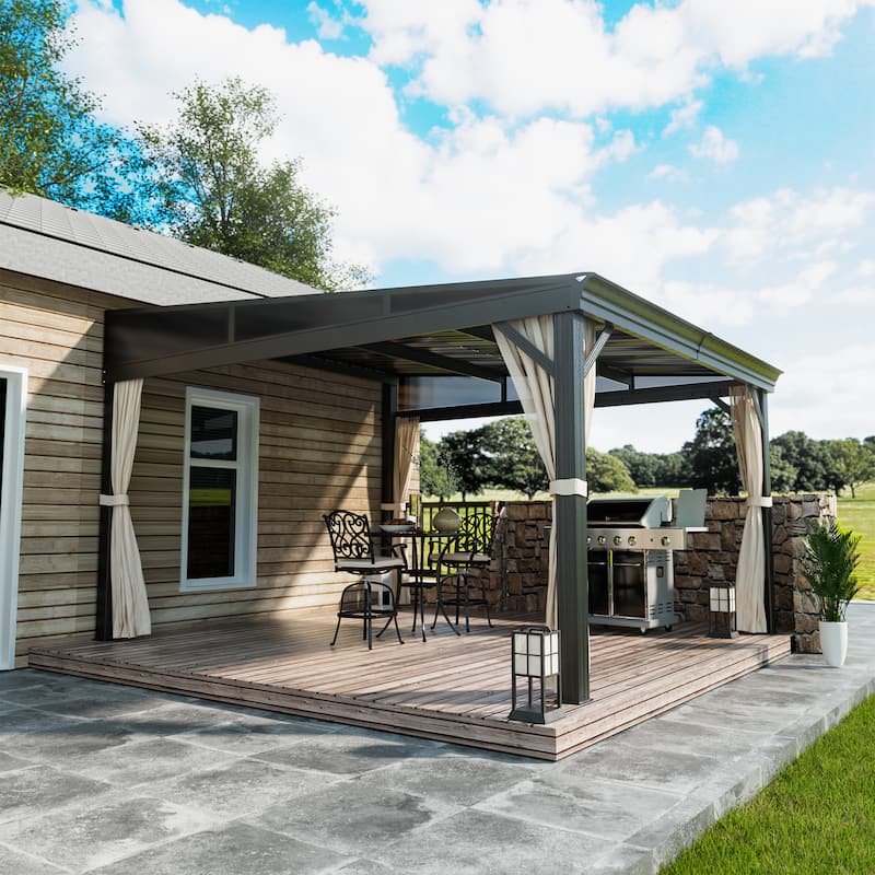 Wall-Mounted Hardtop Gazebo with Aluminum Frame