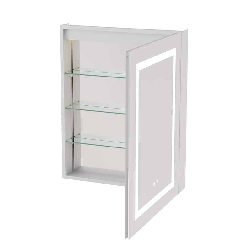 30" H Recessed or Surface LED Mirror Cabinet with Adjustable Glass Shelves,Defogger, Dimmer And Outlets & USB Ports