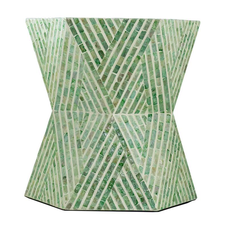 19 in. Green Round Wood End Table, Sturdy Build End Side Table for Living Rooms