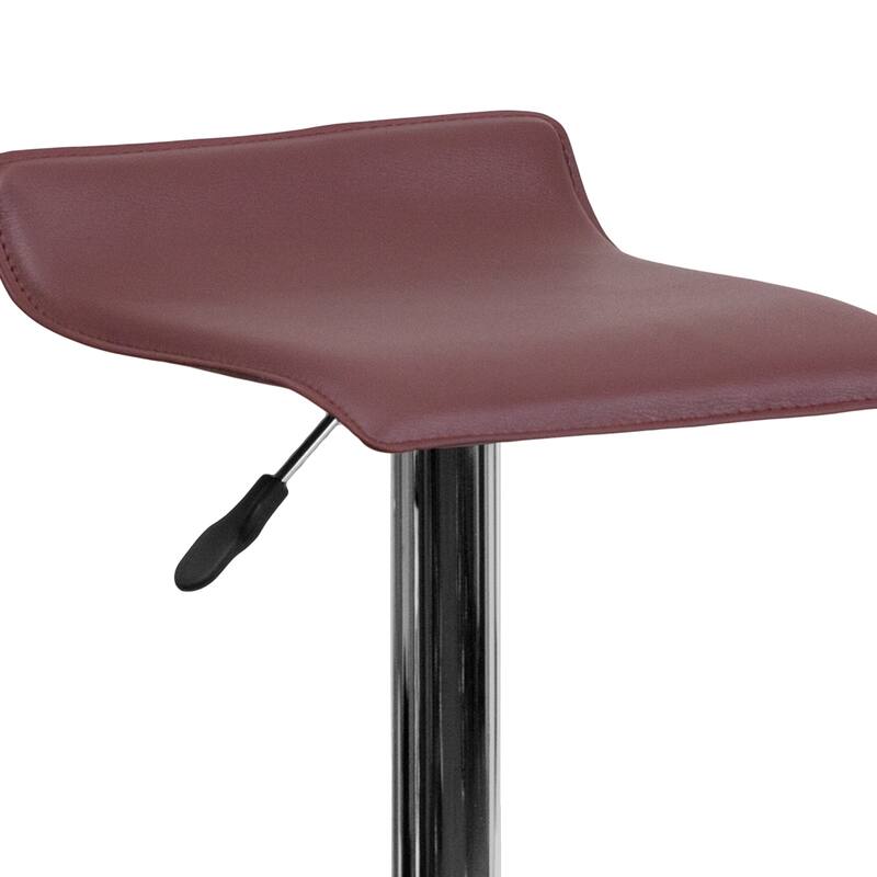 Contemporary Solid Wave Seat Vinyl Adjustable Bar Stool - 15"W x 15"D x 25.5" - 34"H - 15"W x 15"D x 25.5" - 34"H
