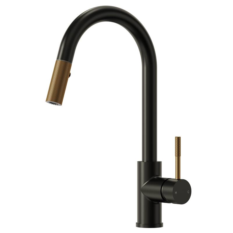 Single-Handle Pull-Down Sprayer Kitchen Faucet with 360° Spout Swivel - Matte Black