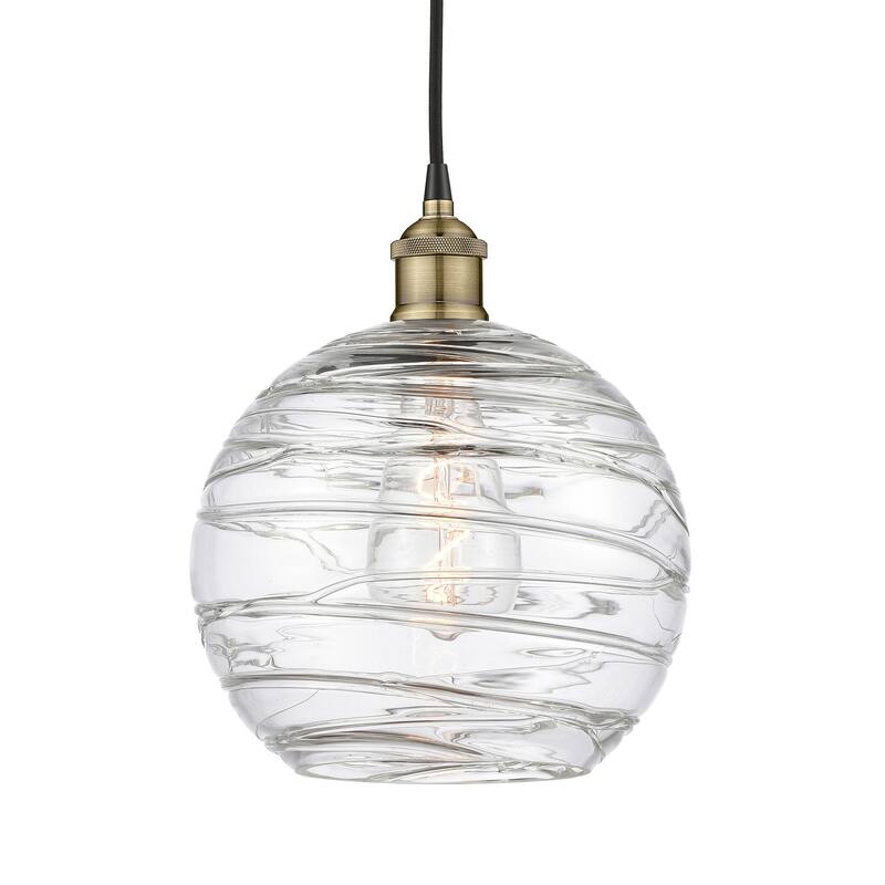Innovations Lighting 616-1P-13-10 Athens Pendant Athens 10" Wide - Black Antique Brass / Clear Deco Swirl
