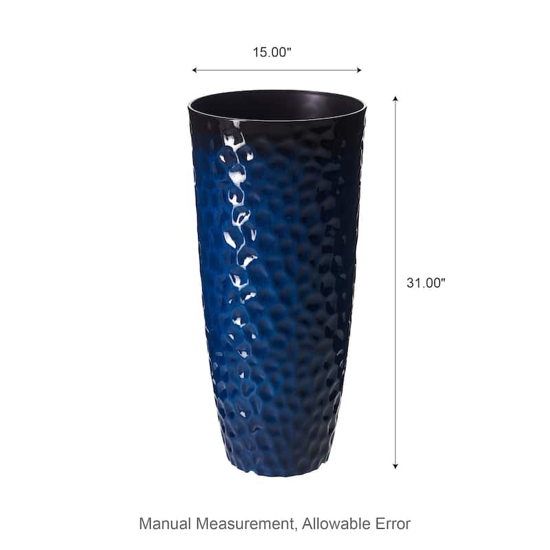 Glitzhome 31"H Set of 2 Oversized Eco-Friendly PP and Stone Honeycomb Textured Red Tall Plastic Planter