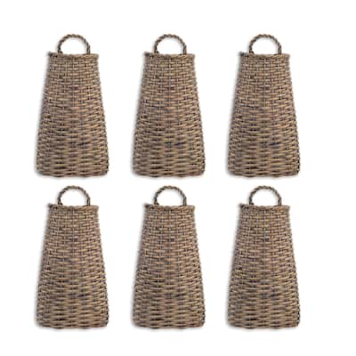 Willow Wall Basket (Set of 6) - 7.25 x 3.75 x 14; 0 x 0 x 0; 0 x 0 x 0