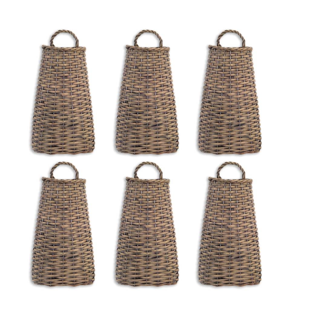 Willow Wall Basket (Set of 6) - 7.25 x 3.75 x 14; 0 x 0 x 0; 0 x 0 x 0