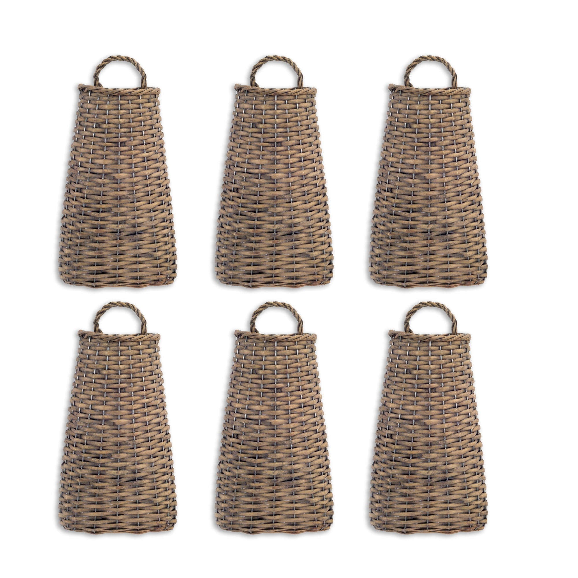 Willow Wall Basket (Set of 6) - 7.25 x 3.75 x 14; 0 x 0 x 0; 0 x 0 x 0
