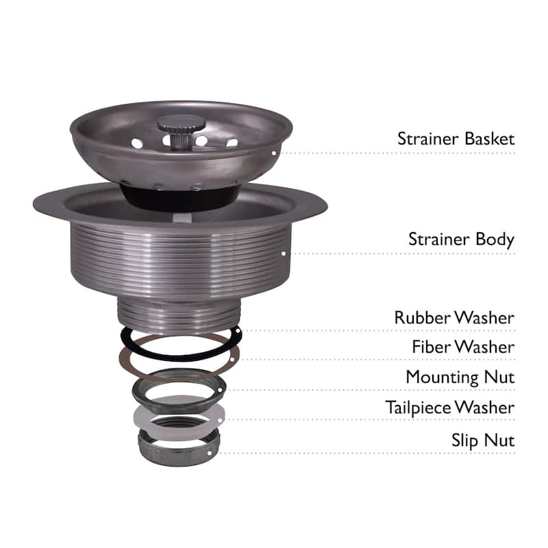 Design House 3-1/2" Basket Strainer with Food Waste Catching Basket - Satin Stainless Steel