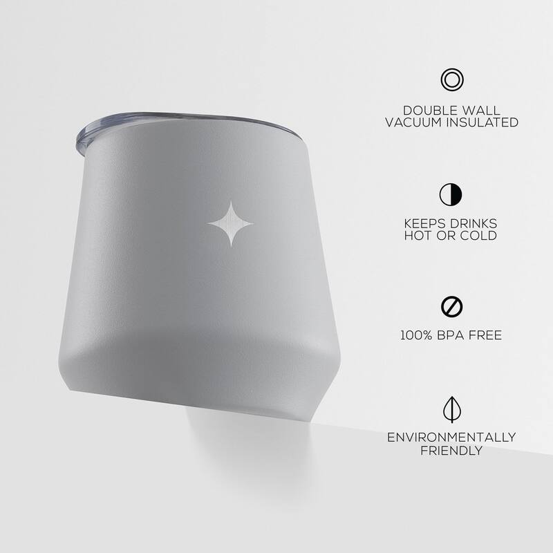 JoyJolt Vacuum Insulated Stainless Steel Stemless Wine Tumbler with Lid - 12 oz