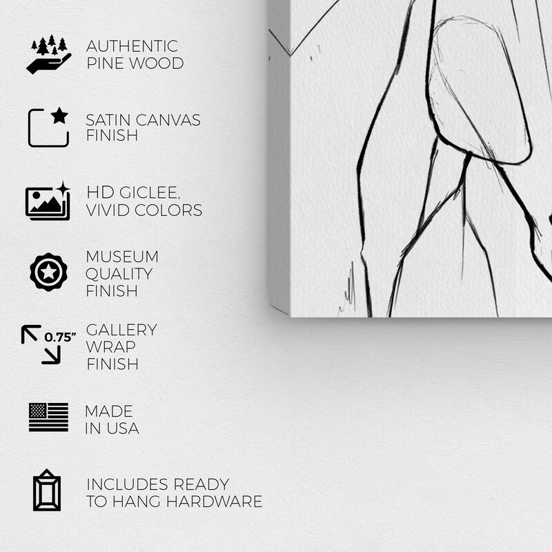 Wynwood Studio Canvas Animals Stallion sketch Gray and Light Gray Farmhouse Wall Art Canvas