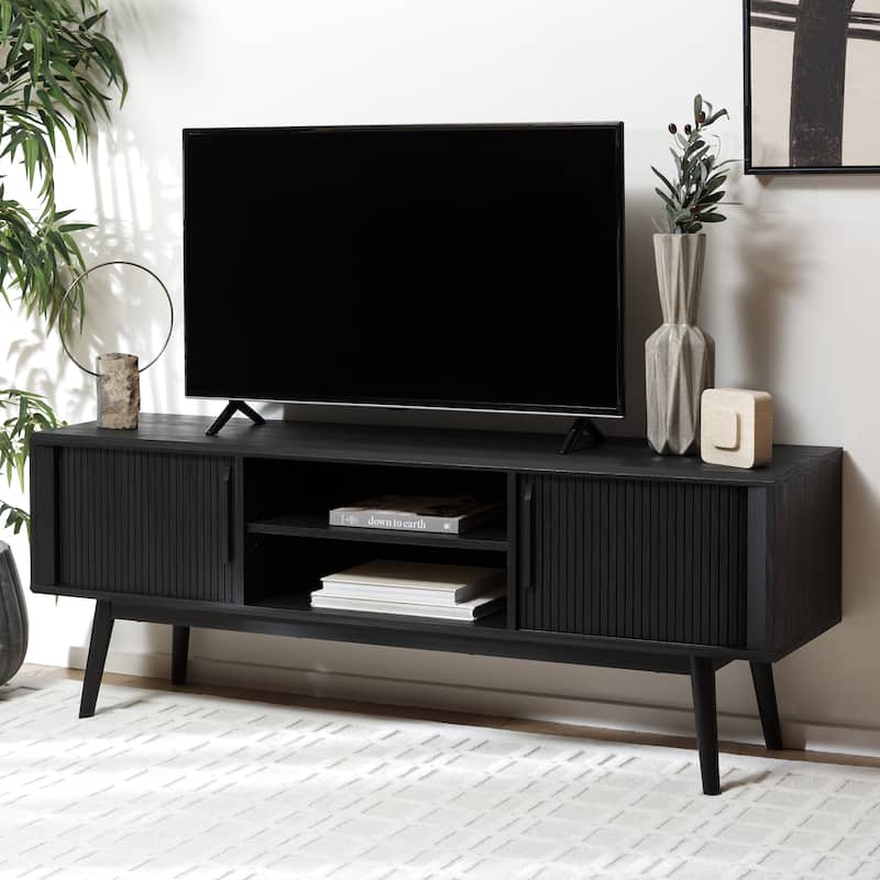 SAFAVIEH Aphra 2-Door 2-Shelf Entertainment Media Stand (Fits up to 65" Flatscreen TV) - 59 in. x 15.4 in. x 21.9 in.