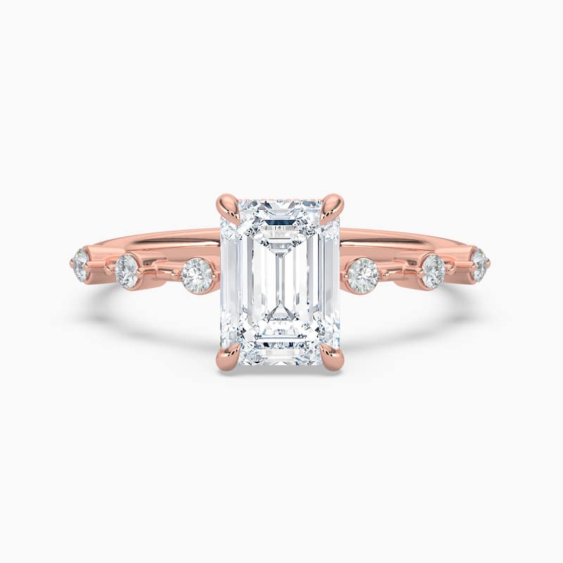 Auriya 14k Gold Emerald Lab Grown Diamond Station Hidden Halo Engagement Ring 1.00 to 5.00 ct. tw. (F-G, VS) - 6.5 - 1.00 carats - Rose