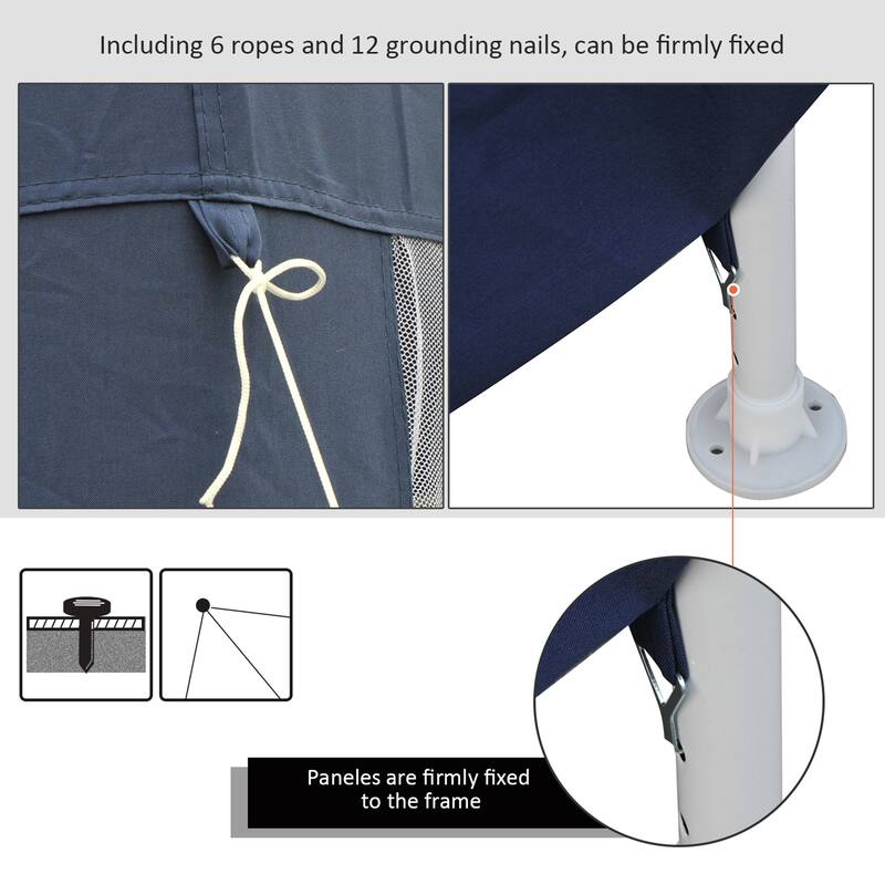 Outsunny 13x13FT Hexagon Gazebo Party Tent with Mesh Screen for Garden Backyard, Blue