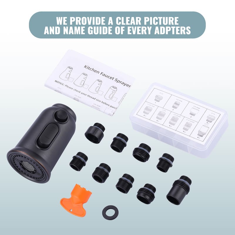 Pull Down Kitchen Faucet Head Replacement with 9 Adapter Kit