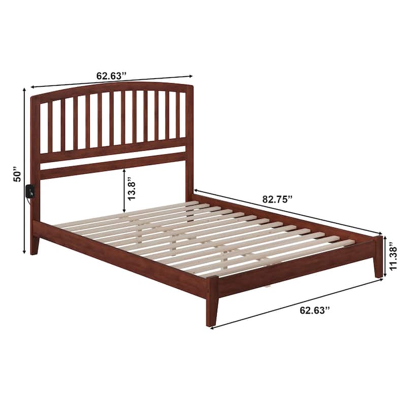 Richmond Queen Low Profile Wood Platform Bed in Walnut