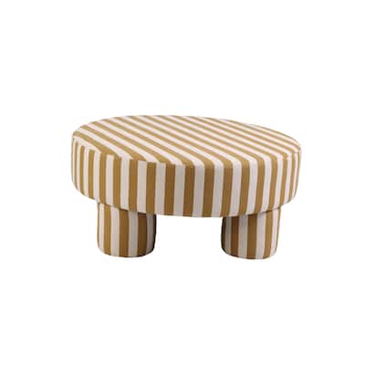 Fabric Upholstered Striped Table Ottoman