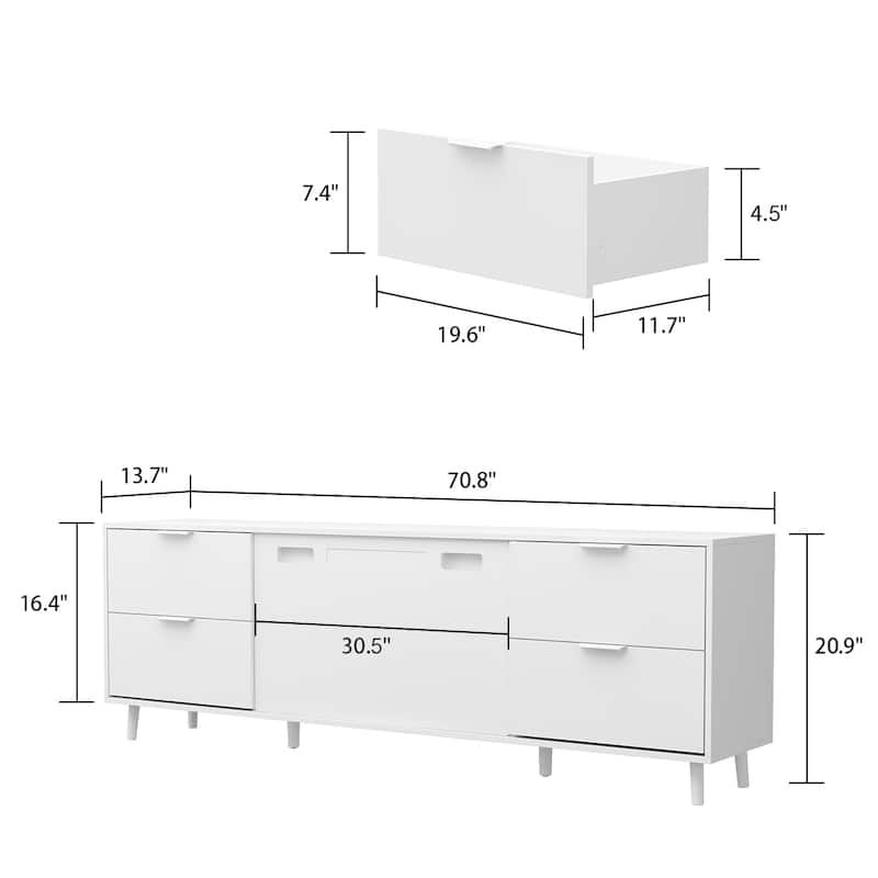 High-Gloss Electric Fireplace TV Stand LED Color ModesRemote Control