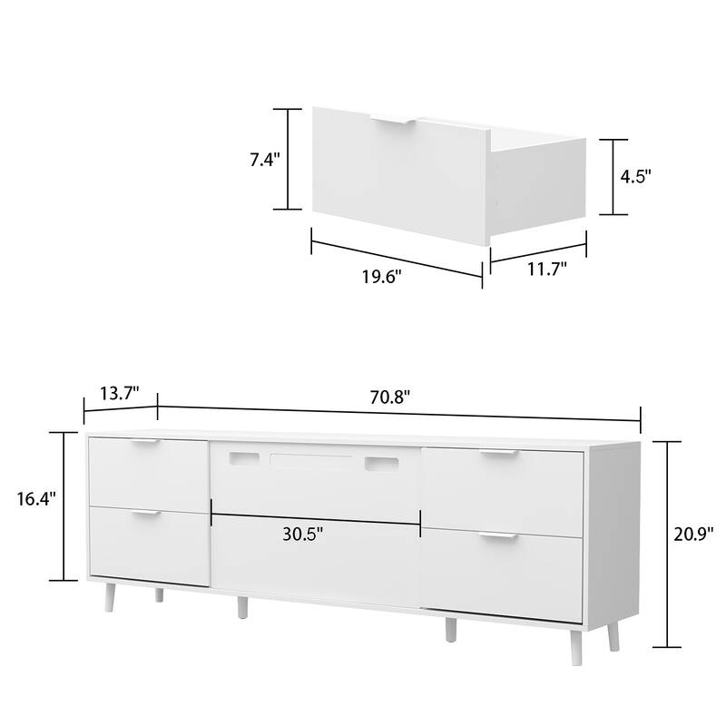 TV Stand with Integrated Electric Fireplace - 12 Flame Modes Cosole