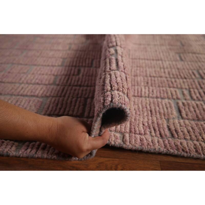 All-Over Pink Moroccan Oriental Large Area Rug Handmade Wool Carpet - 11'8"x 17'9"