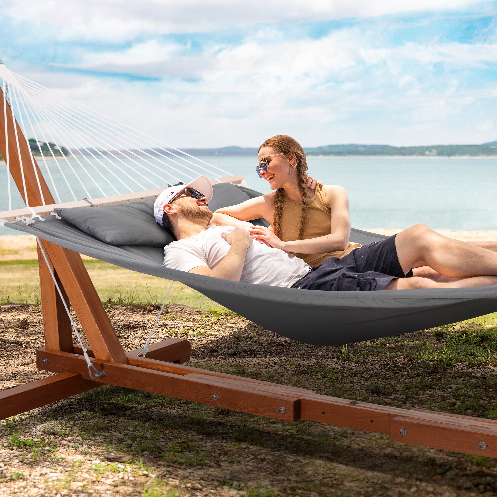 Adjustable 12 14 ft Wooden Hammock Stand Only On Sale Bed Bath Beyond 39157539