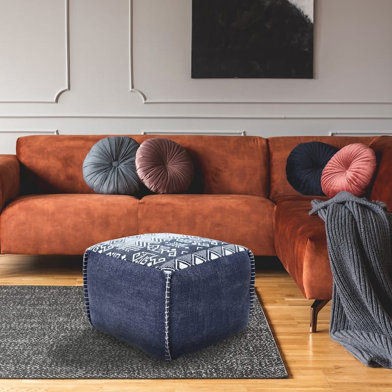 Sevita Simple Southwestern Traditional Tribal Pouf Ottoman