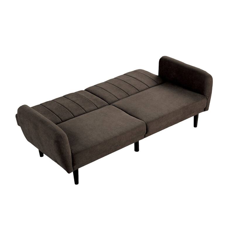 Contemporary Converts To Bed 1pc Futon Sofa Channeled Tufted Back Soft Track Arm Couch W Usb