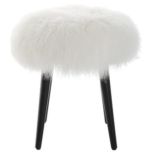 Uttermost Wooly Sheepskin Accent Stool - 17"W x 18.5"H x 17"D