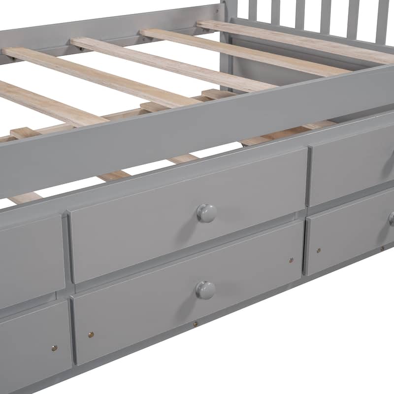 Daybed with Trundle and Drawers, Twin Size, Gray