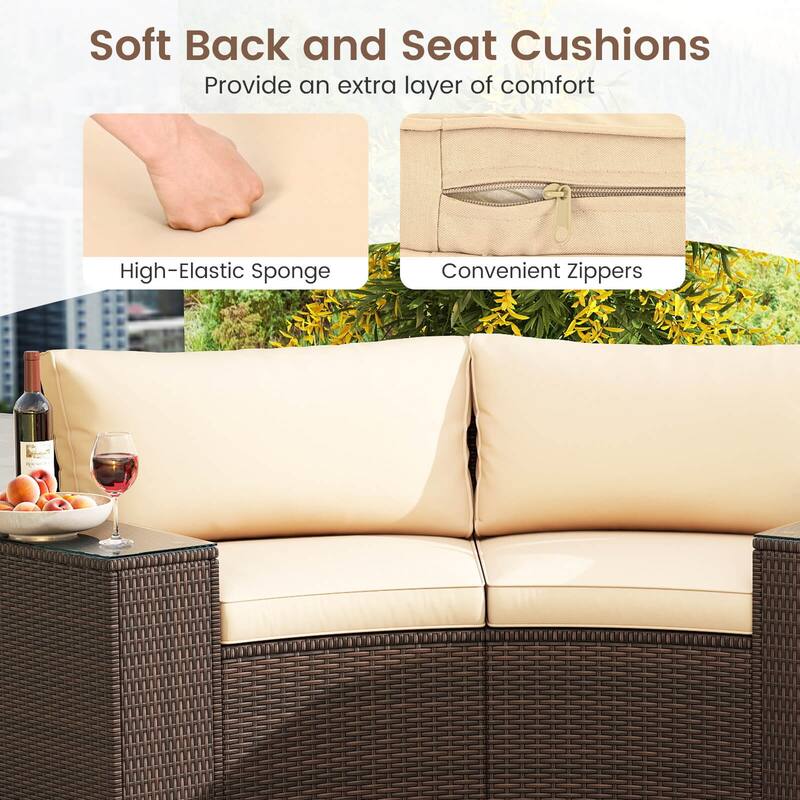 Costway 7 PCS Patio Furniture Set with Tempered Glass Top Side Tables - See Details