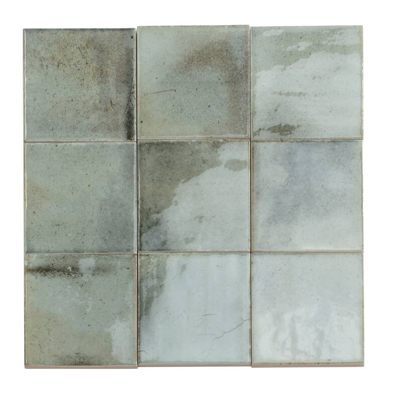 Apollo tile 4" x 4" Antiek Glossy Sage Green Ceramic Tile (6.46 sq ft/case) - 60 Pack