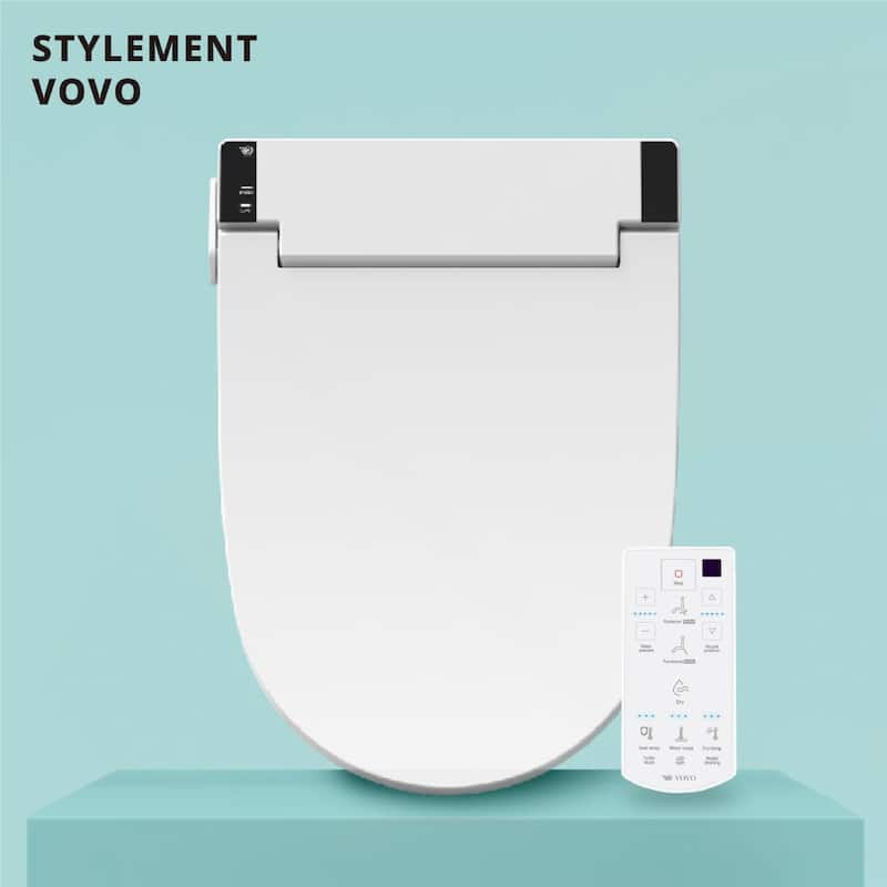 VOVO Stylement Electric UV LED Sterilization Bidet Toilet Seat With Remote, Elongated - White