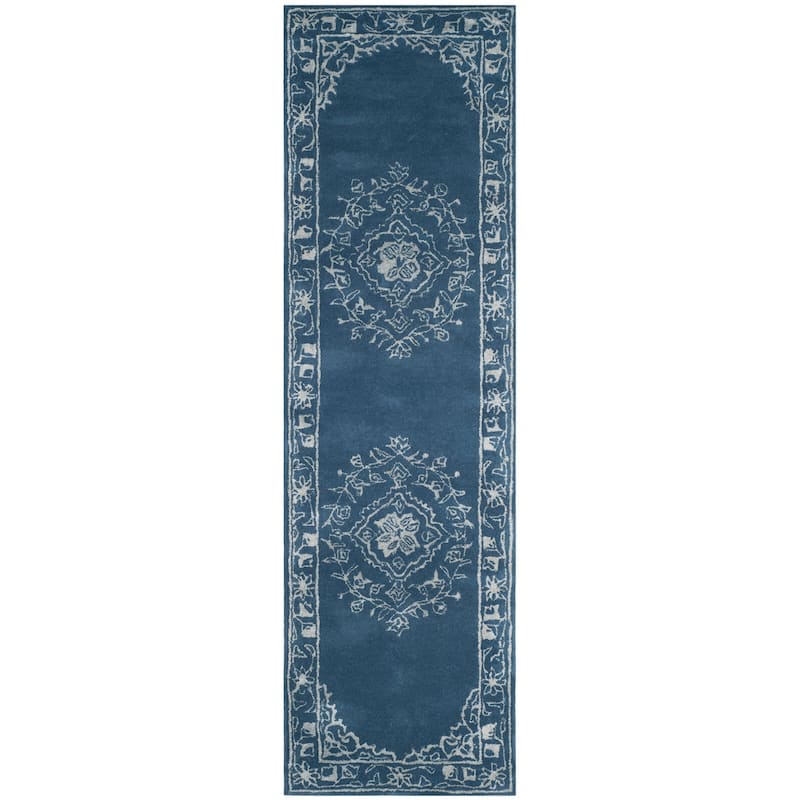 SAFAVIEH Handmade Glamour Gudmundina Modern Viscose Rug - 2'3" x 8' Runner - Blue