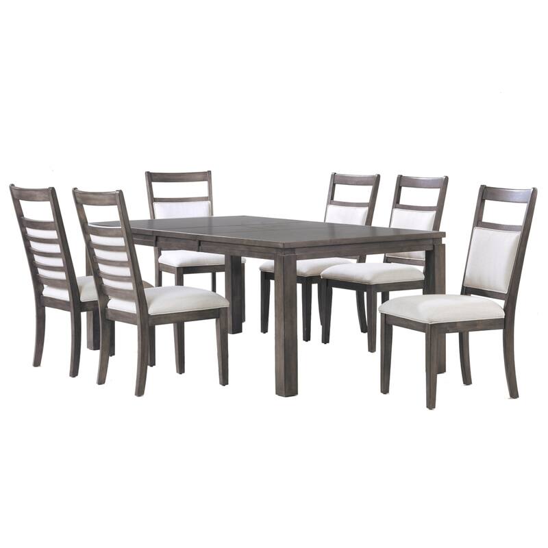Extendable Dining Set - 7 Piece Rectangular Table & Chairs - Seats 8 - Modern Design