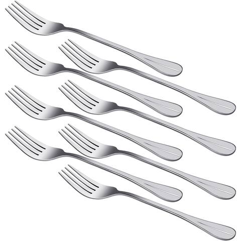 Kitchen Dinner Metal Tableware Flatware Serving Fork 7" Long 8PCS - Silver - 7" x 1"(L*W)