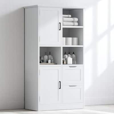 Bathroom Storage Cabinet with Drawers, Doors and Shelves, Adjustable Shelf, Freestanding Waterproof MDF Unit