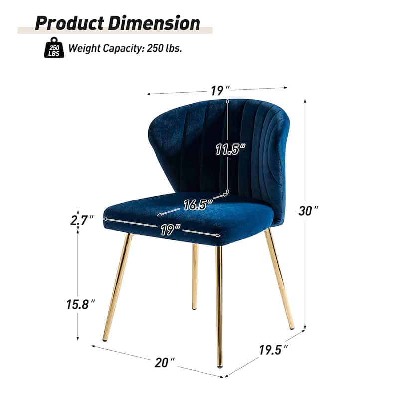 Barbara Side Chair with Metal Base Set of 4 by HULALA HOME - NAVY