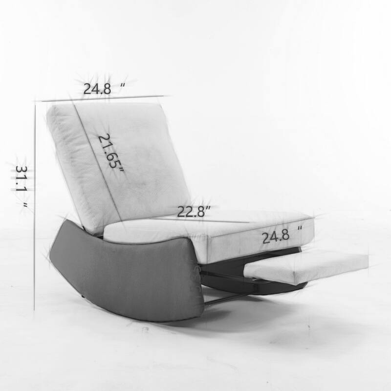 Corduroy Rocking Recliner Chair with Adjustable Back & Ottoman