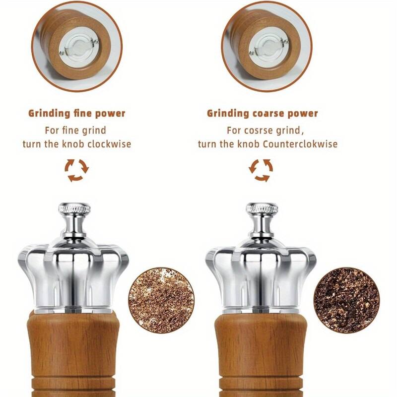 10-Inch Solid Rubber Wood Salt and Pepper Shakers with Crown-Shaped Lid Natural Oak Wooden Grinders - 2.36" x 10.62"