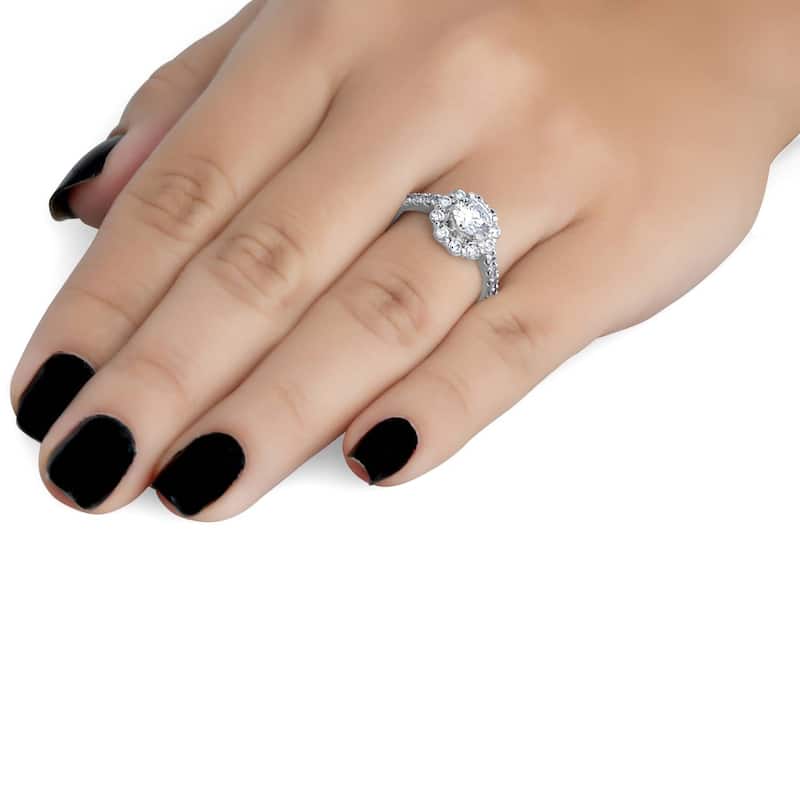 2 1/6ct Diamond Halo Engagement Ring White Gold