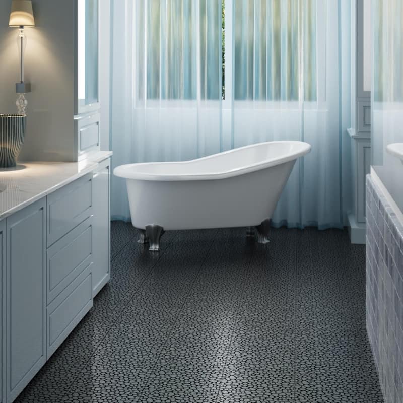 12 x 12 Inch Black Interlocking Deck Tiles Plastic Waterproof All Weather Anti-slip Bathroom Shower Balcony Porch ,Pack of 12