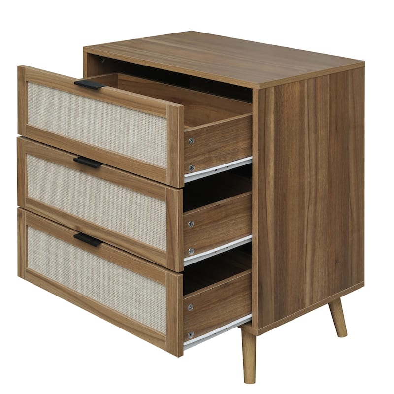 GEITIN 3 Drawers Storage Cabinet with Wood Legs