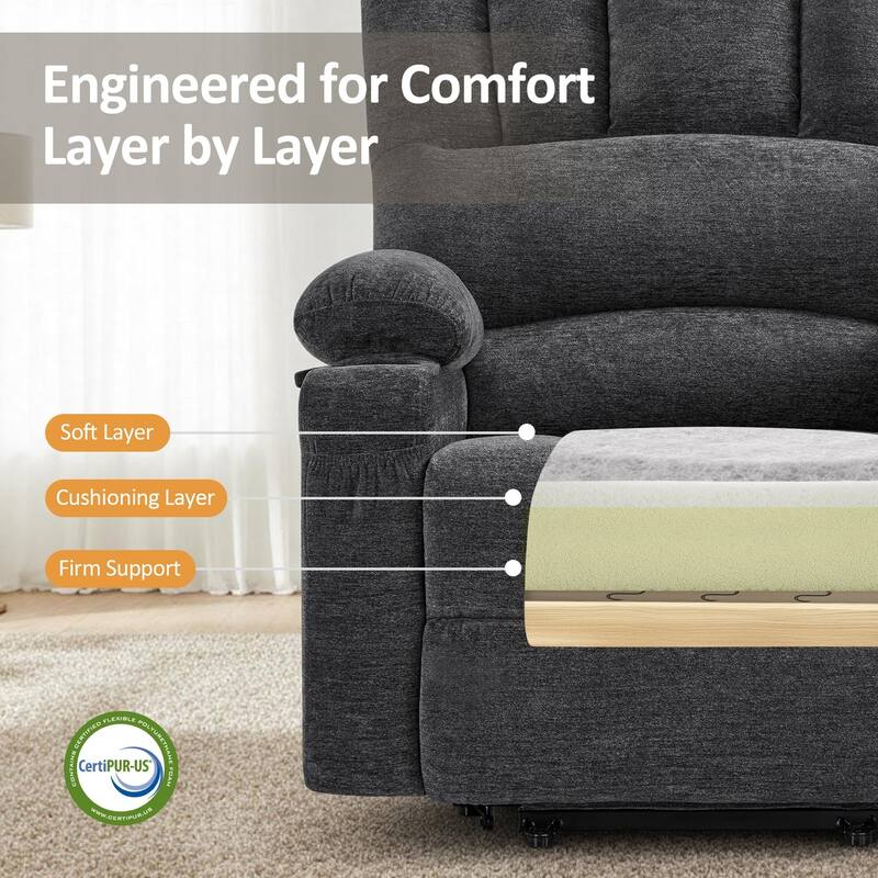 Power Lift Recliner Chair for Elderly, Massage and Heat, Faux Leather & Fabric