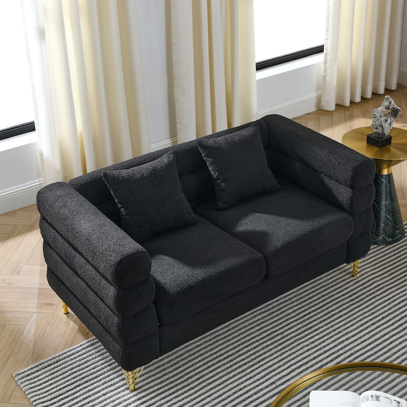 American Style 3+3 Seater Sofa,Oversized Fabric Upholstered Sofa with 6 Pillows for Living Room, Sofa-Deep Seating