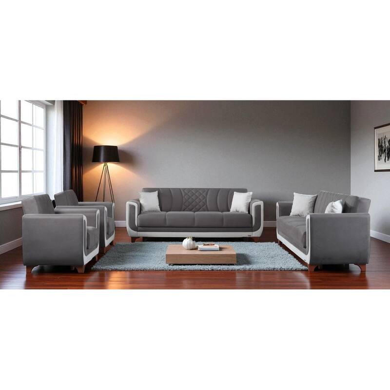 Brighton 4 Pieces Living Room Sets 2 Sofa 2 Chair - Grey