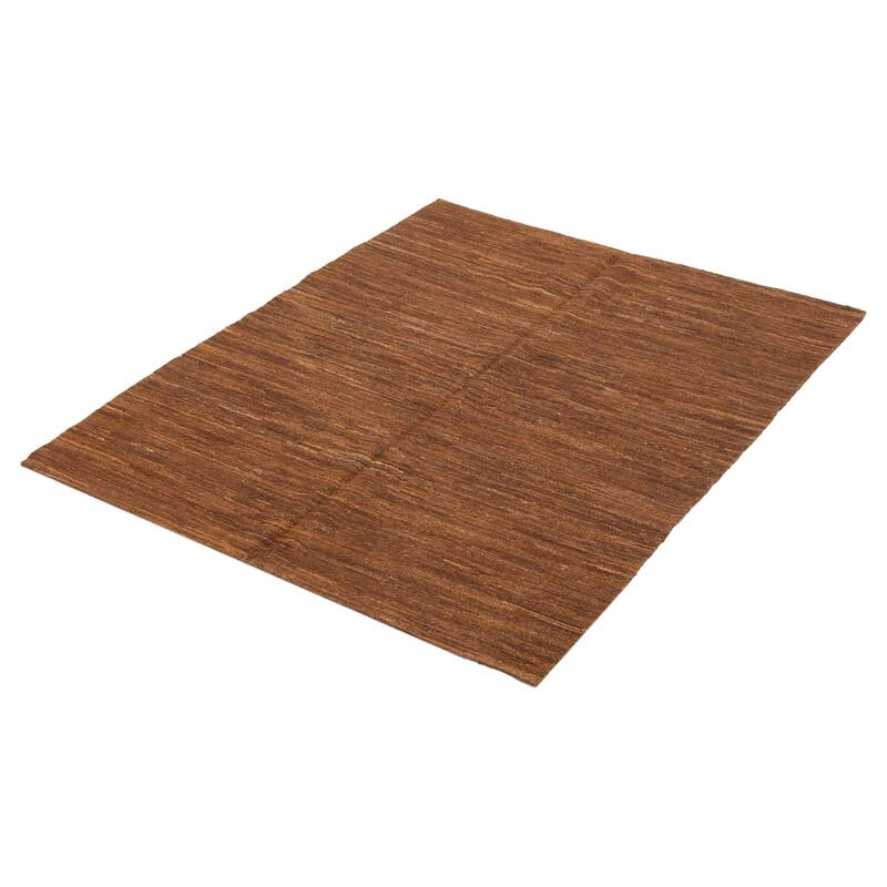 ECARPETGALLERY Flat-Weave Natural Brown Wool Tapestry Kilim - 5'1 x 6'5