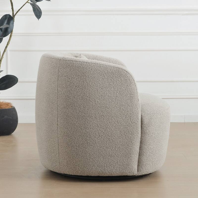 KINWELL 2-Piece Sherpa Living Room Set 1 Accent Chair 1 Boucle Ottoman