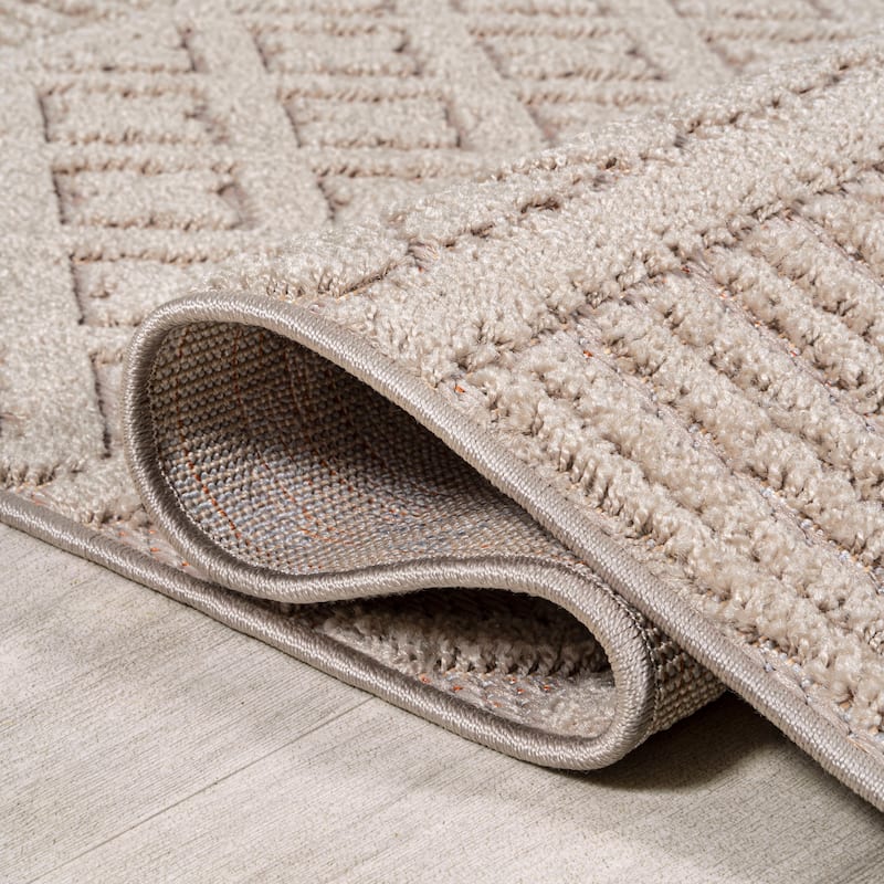 JONATHAN Y Duenas High-Low Two-Tone Monstera Leaf Area Rug